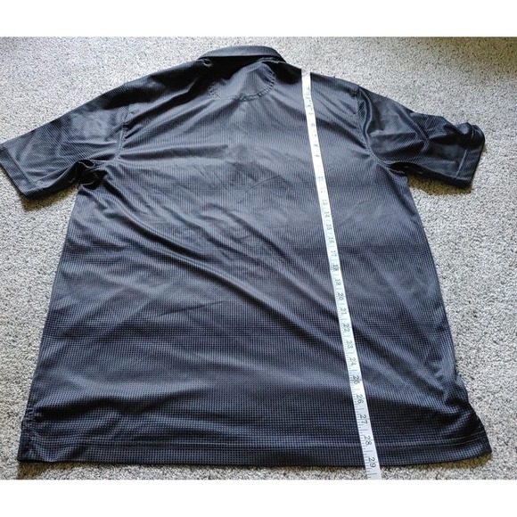 Greg Norman Play Dry Mens Golf Polo Shirt Black Grey Micro Dot Shark Logo L - Picture 5 of 5